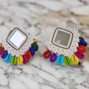 Paper Quilled Earrings: Rainbow Boho Navratri Jewelry