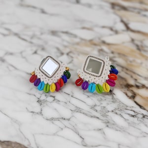 Paper Quilled Earrings: Rainbow Boho Navratri Jewelry