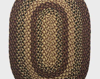 Handmade Braided Olefin Rug, #Yosemite, Burgundy, Khaki, Black (NOT Jute), USA Made