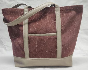 Velvet Tote Bag in Brick Red | Upcycled Upholstery Handbag | Brick House - Strong, Stylish, and Sustainably Chic