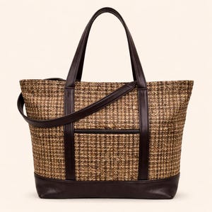 Tweed Tote Bag – Designer Upholstery Remnants, Zip Top Shoulder Bag