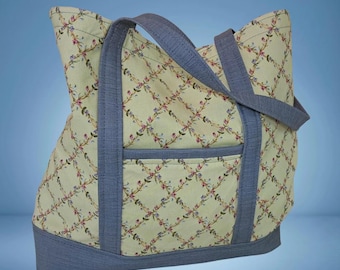 Quilted Fabric Tote Bag – Sustainable Designer Textile Market Bag – One of a Kind Everyday Carryall