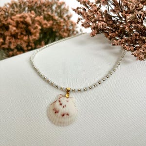 gold seashell beaded necklace
