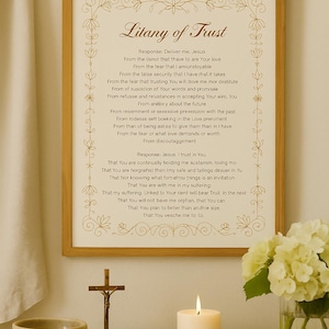 Litany of Trust | Catholic Prayer Wall Art Brown | Printable Digital Download (8x10in)