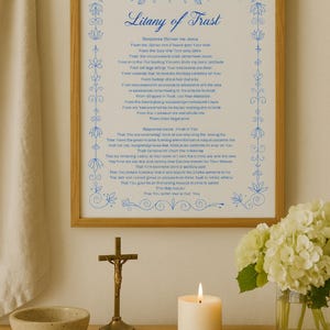 Litany of Trust | Catholic Prayer Wall Art Blue | Printable Digital Download (8x10in)