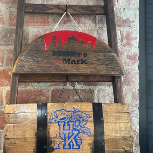 Bourbon barrel stave wall hangers