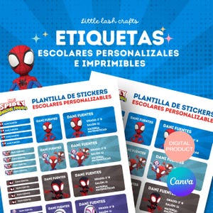 Spidey School Labels – Printable Template | Customizable Canva Stickers for School Supplies