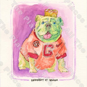 UGA Bulldog Watercolor Art Print (Digital Download) – University of Georgia Mascot Painting, Uga the Dog, College Sports Gift