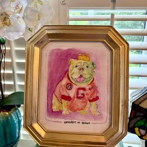 UGA Bulldog Watercolor Art Print – University of Georgia Mascot Painting, SEC Football Wall Decor, Uga the Dog, College Sports Gift