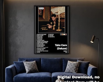Drake Take Care Poster | Drake Album Poster | Hip Hop Wall Art | Rap Music Poster | Drake Tracklist Poster | Music Room Decor