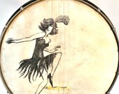 Vintage 1950s Banjo with a dancing girl Painted Head 5 string with resonator