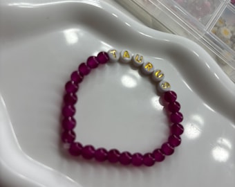 Taurus Star Sign Pink Glass Beaded Bracelet