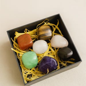 Juego de piedras de chakras / Kit de sanación con 7 cristales / Regalo para equilibrar la energía y meditar