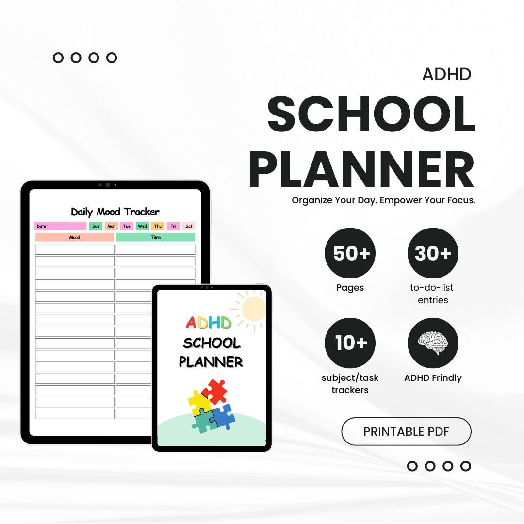 Printable ADHD School Planner: Student Organizer (PDF) - Etsy