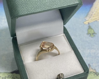 Anillo vintage de oro de 10 quilates de TRICO: citrino, 1,93 g