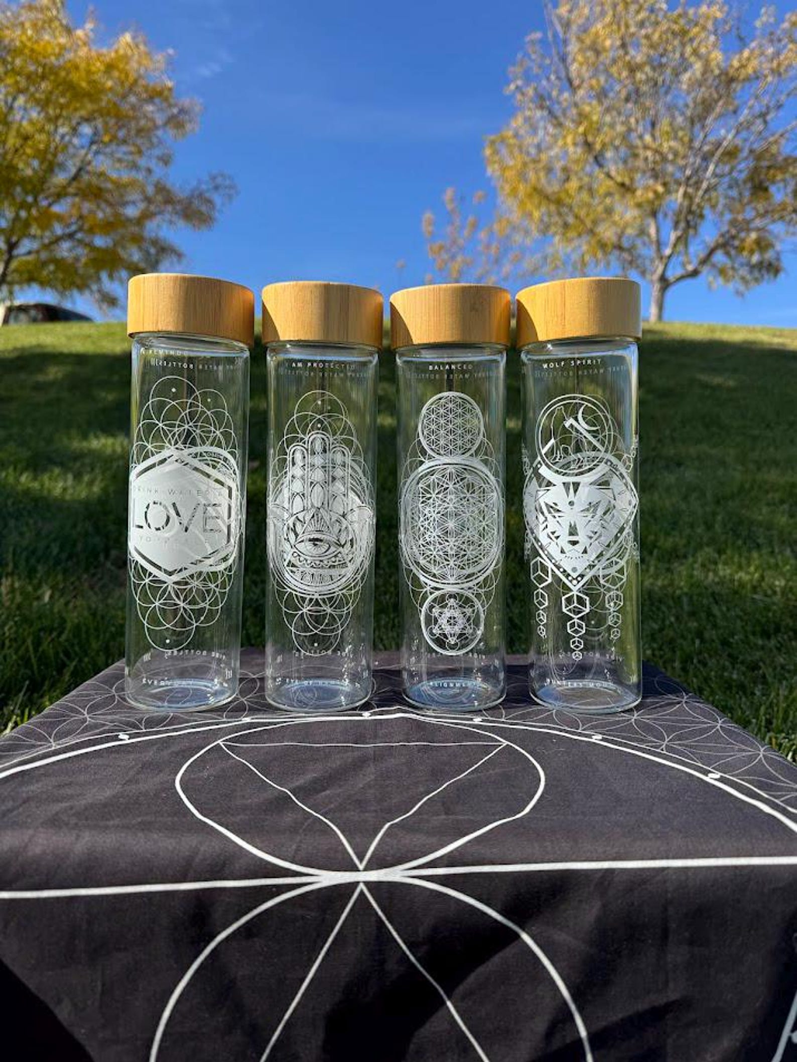 Alignment Sacred Geometry Water Bottle With Bamboo Lid - Etsy