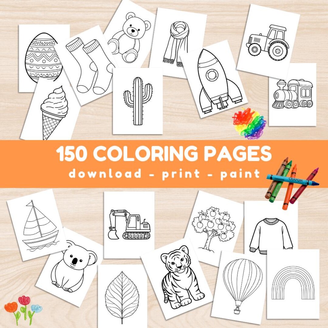 150 Coloring Pages for Kids – Printable Pack | PDF A4 & US Letter ...