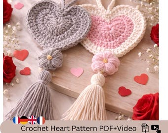 Decoração de quarto em formato de coração, padrão de chaveiro em PDF + vídeo