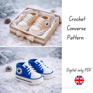 Crochet Baby Converse Sneakers Pattern PDF – Newborn to 9 Months – Baby Booties DIY Tutorial