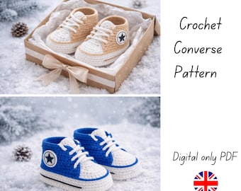 Crochet Baby Converse Sneakers Pattern PDF – Newborn to 9 Months – Baby Booties DIY Tutorial