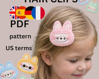Monster Bunny Crochet Pattern | Amigurumi Hair Clip & Brooch | Digital PDF  | Easy Crochet Accessory