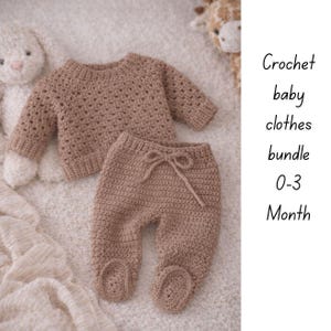Crochet Baby Outfit Pattern Bundle | Pullover Hose Mütze Schnullerkette | Neugeborenen Häkel Set