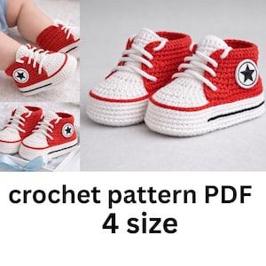 Crochet Baby Converse Sneakers Pattern: Newborn to 9 Months (PDF)