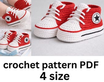 Modello all'uncinetto per scarpe da ginnastica Converse per neonati: dalla nascita ai 9 mesi (PDF)