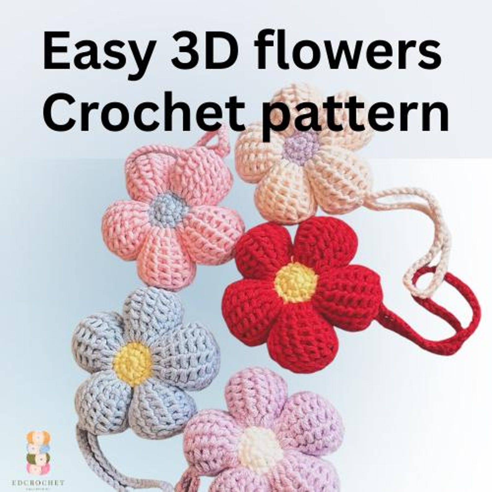 Beginer Crochet Flower Pattern: Easy Floral Applique DIY (PDF Download ...