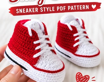 Crochet Baby Converse Sneakers Pattern: Newborn to 9 Months (PDF)