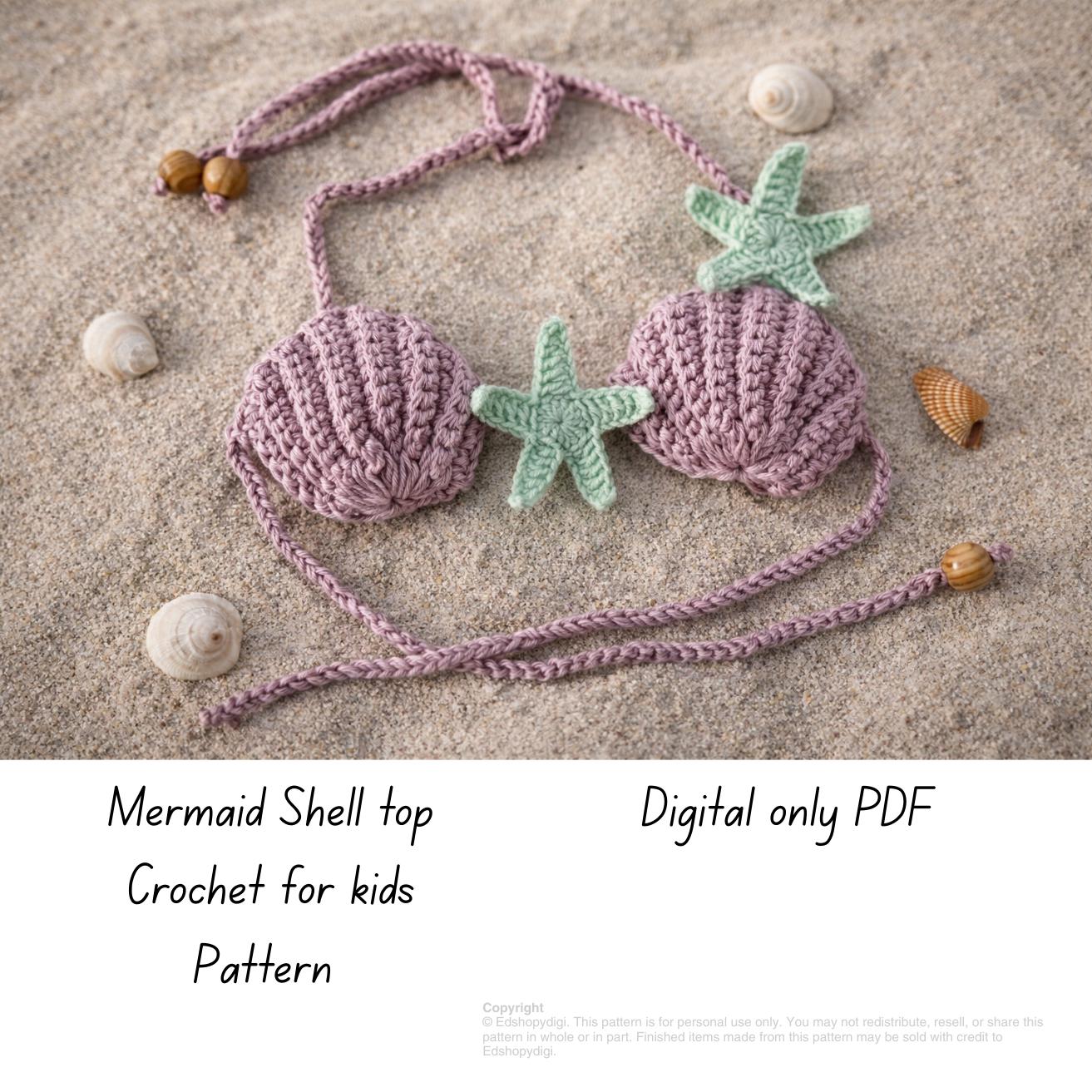30 Bikini Top Crochet Patterns for Handmade Swimwear, Bralettes, and Beach-Ready Tops 11 Mermaid Shell Bikini Top Crochet Pattern for Kids