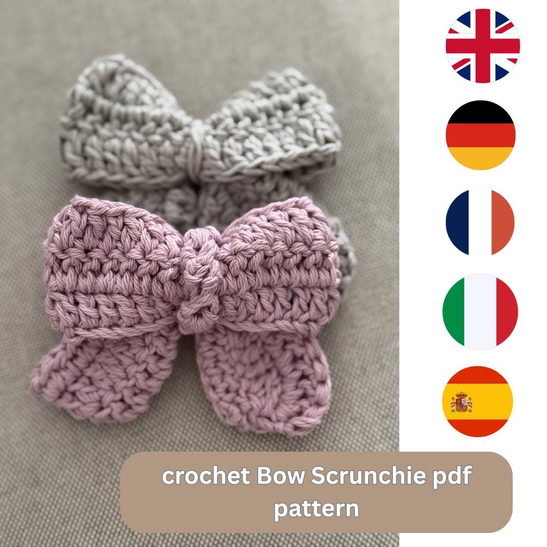 20 Crochet Scrunchies with Cherries, Ruffles, Shells, and Stars 7 Bow Scrunchie Crochet Pattern