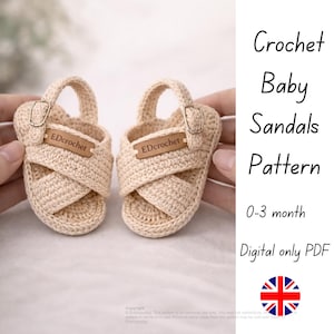 Wzór na szydełkowe sandałki dla niemowląt | Buciki dla noworodków robione na szydełku |