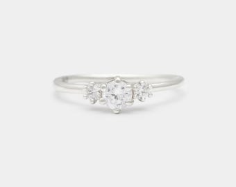 Trinity Diamond Engagement Ring.Handmade Wedding Ring.Platinum,Sterling Silver or White Gold.Sophisticated Timeless Design.Crafted in Canada