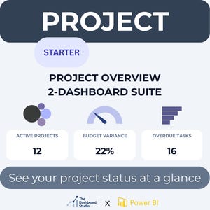 プロジェクト管理ダッシュボード スターターキット (2 個セット) | Power BI プロジェクト概要 + タスク トラッカー