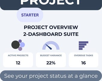 Project Management Dashboard Starter Kit (Set of 2) | Power BI Project Overview + Task Tracker