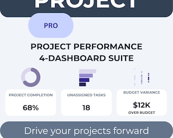 Project Management Dashboard Pro Suite (Set of 4) | Power BI Project Insights