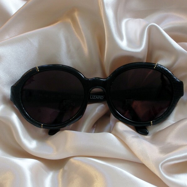 Vintage EK Oversized Lizard Skin Designer Sunglasses