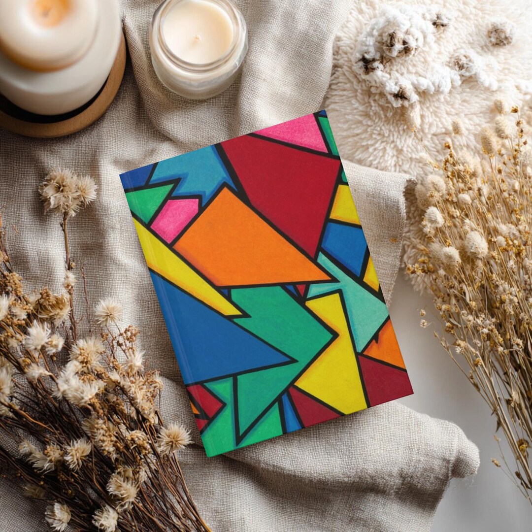 Triangular Journal Geometric Triangle Hardcover Journal: Colorful Lined Notebook - Etsy