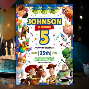 Toy Story Birthday Invitation, Woody Buzz Party Invite (Digital Download)