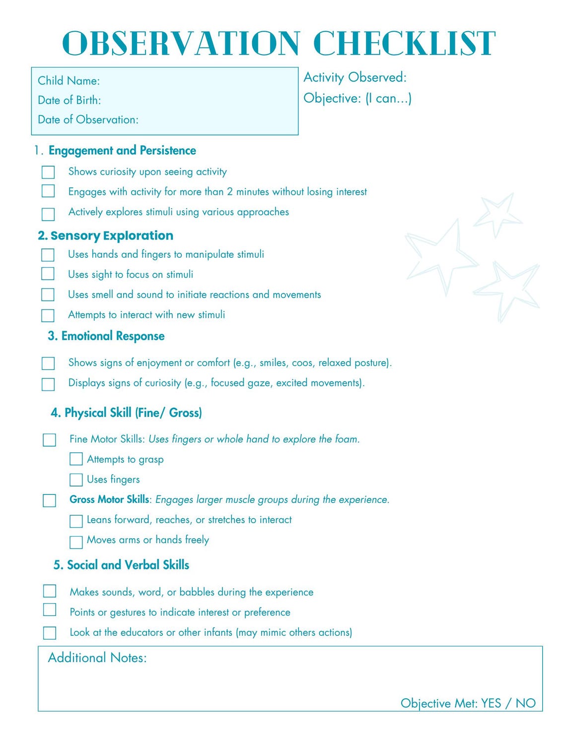 Child Observation Tool for Childcare Teachers - Etsy
