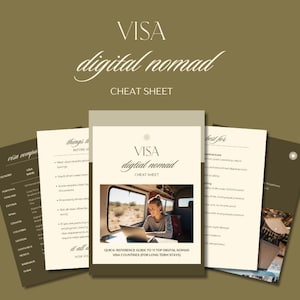 Digitales Nomadenvisum Spickzettel PDF | Schnappschuss derVisa Regeln & Tipps für 11 Länder | Reiseplanung zum Ausdrucken