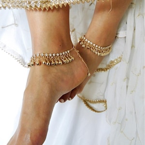 Ghungroo Anklets / Payals / Jhanjar / Gold Plated Anklets / Indian Punjabi Pakistani Tamil South Asian Jewelry