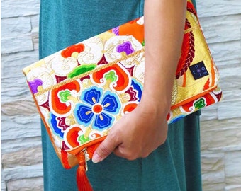Kimono Clutch Bag, Kimono Bag, Clutch Purse, Clutch Evening Bag, Clutch Handbag, envelope clutch, Vintage Clutch Purse, Fold over Clutch