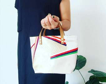 Kimono Obi Remake Mini Tote, Vintage Japanese Silk Top Handle Bag, Upcycled Obi Purse, Handmade Bangkok