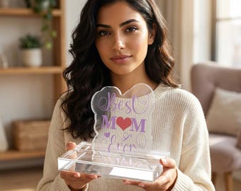 Figura acrílica de "Mejor Mamá" / Decoración de mesa personalizada con foto o nombre