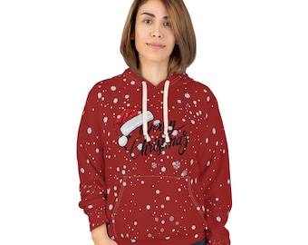 Merry Christmas Snowflake Hoodie | Red Holiday Pullover