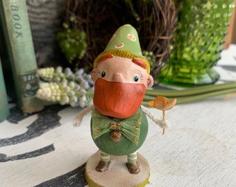 St Pattys Day Gnome A Spun Cotton Paperclay