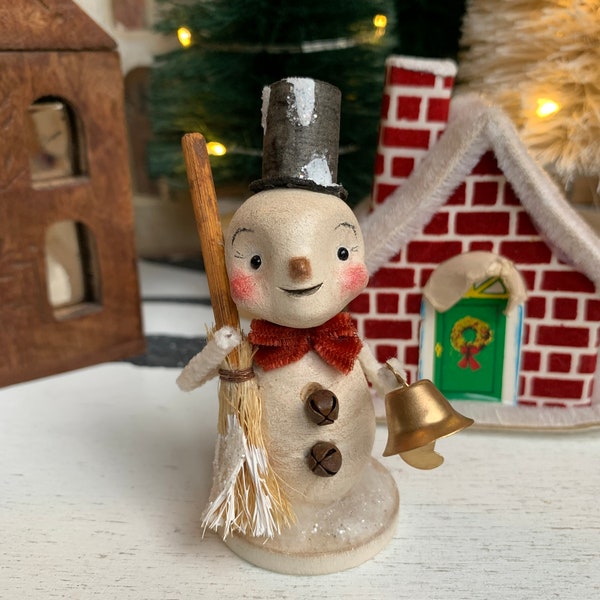 Snowman D 3 Inches Tall Spun Cotton Paperclay