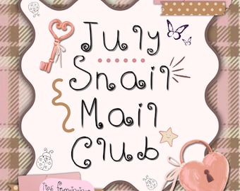 B GRADE Snail Mail Club JUILLET - Cartes postales, mots de passe, autocollants, feuilles à colorier et instructions de journal